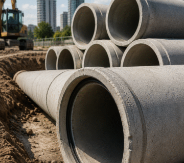 Şehir altyapı projesinde kullanılan büyük çaplı beton borular