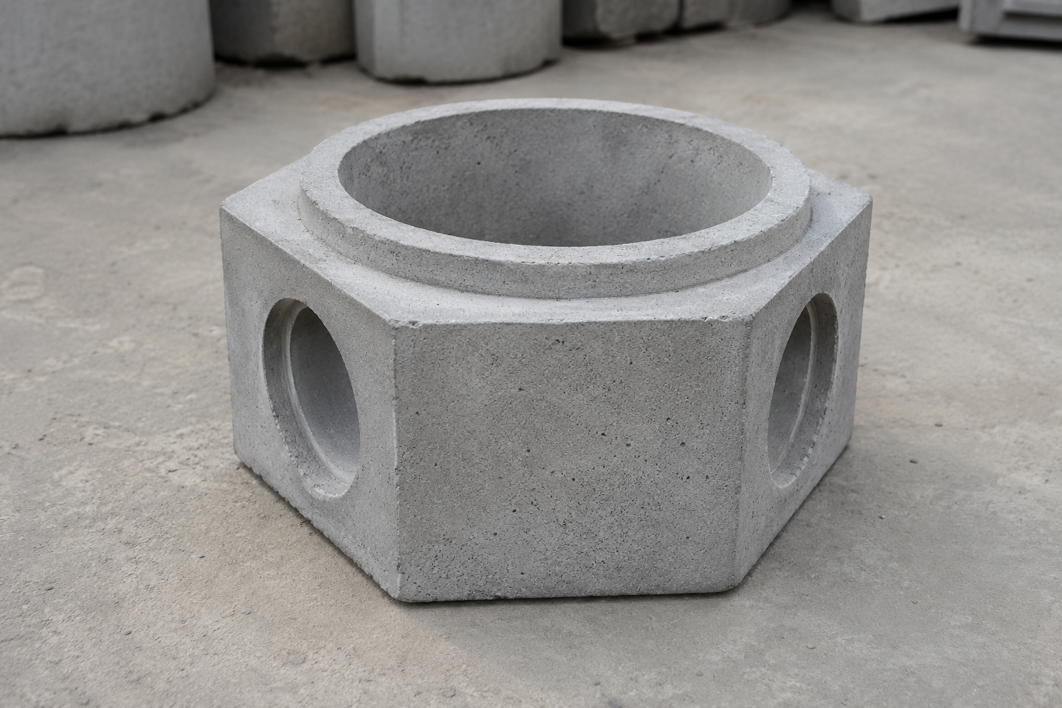 Prefabrik beton baca tabanı ve boru bağlantı girişleri